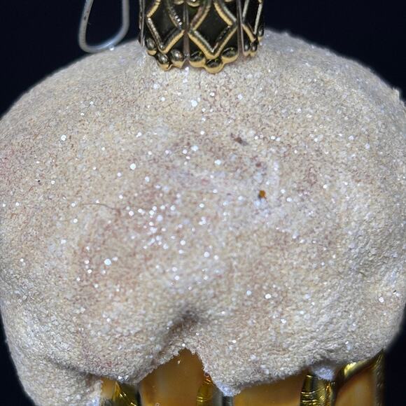 Miniature Frosty Foam Beer Mug Blown Glass Christmas Holiday Ornament 4" x 2" - Picture 8 of 12